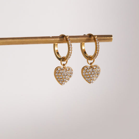 Crystal Heart Hoop Earrings