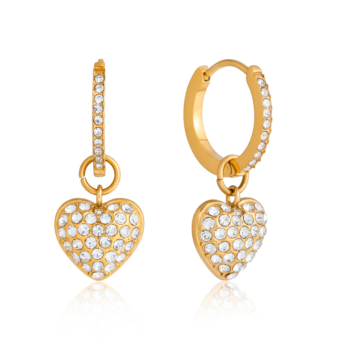 Crystal Heart Hoop Earrings