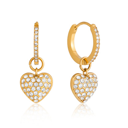 Crystal Heart Hoop Earrings