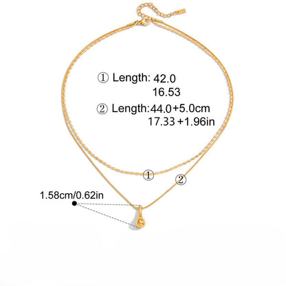 Minimalist Gold-Plated Teardrop Pendant Necklace – Elegant Layered Chain Design