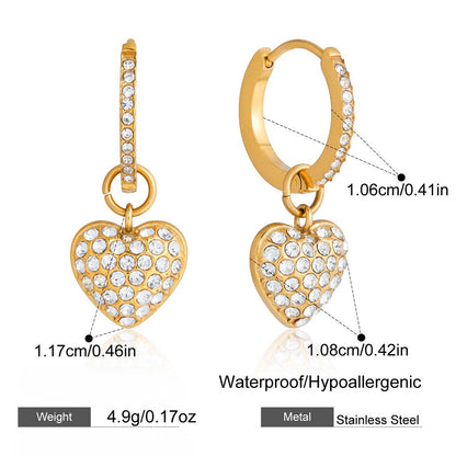 Crystal Heart Hoop Earrings