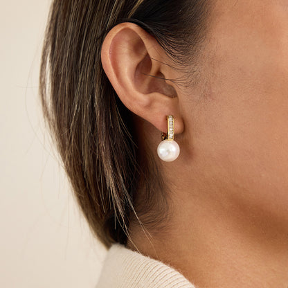 Pearl Drop Hoop Earrings