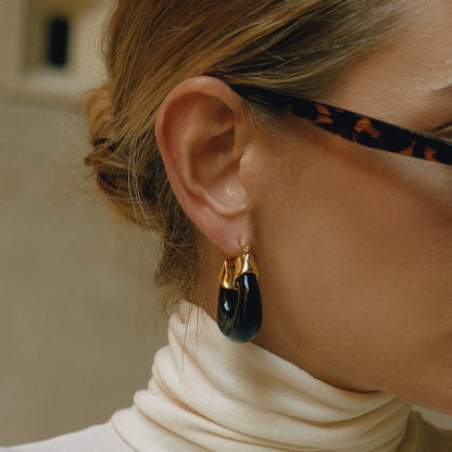 Black Chunky Hoop Earrings