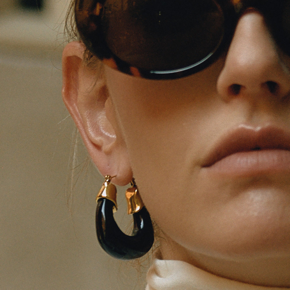 Black Chunky Hoop Earrings