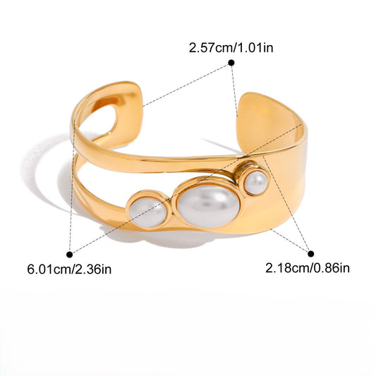 Pearl Accent Open Cuff Bracelet