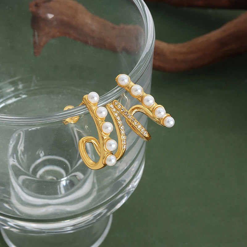 ADYAME Pearl CZ Statement Earrings