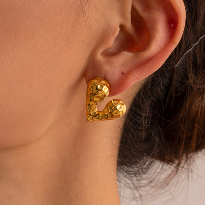 Textured Heart Stud Earrings