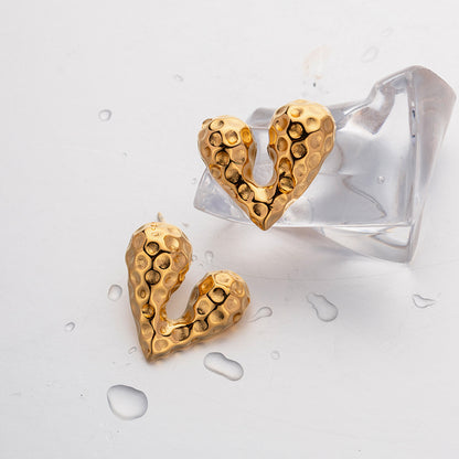 Textured Heart Stud Earrings