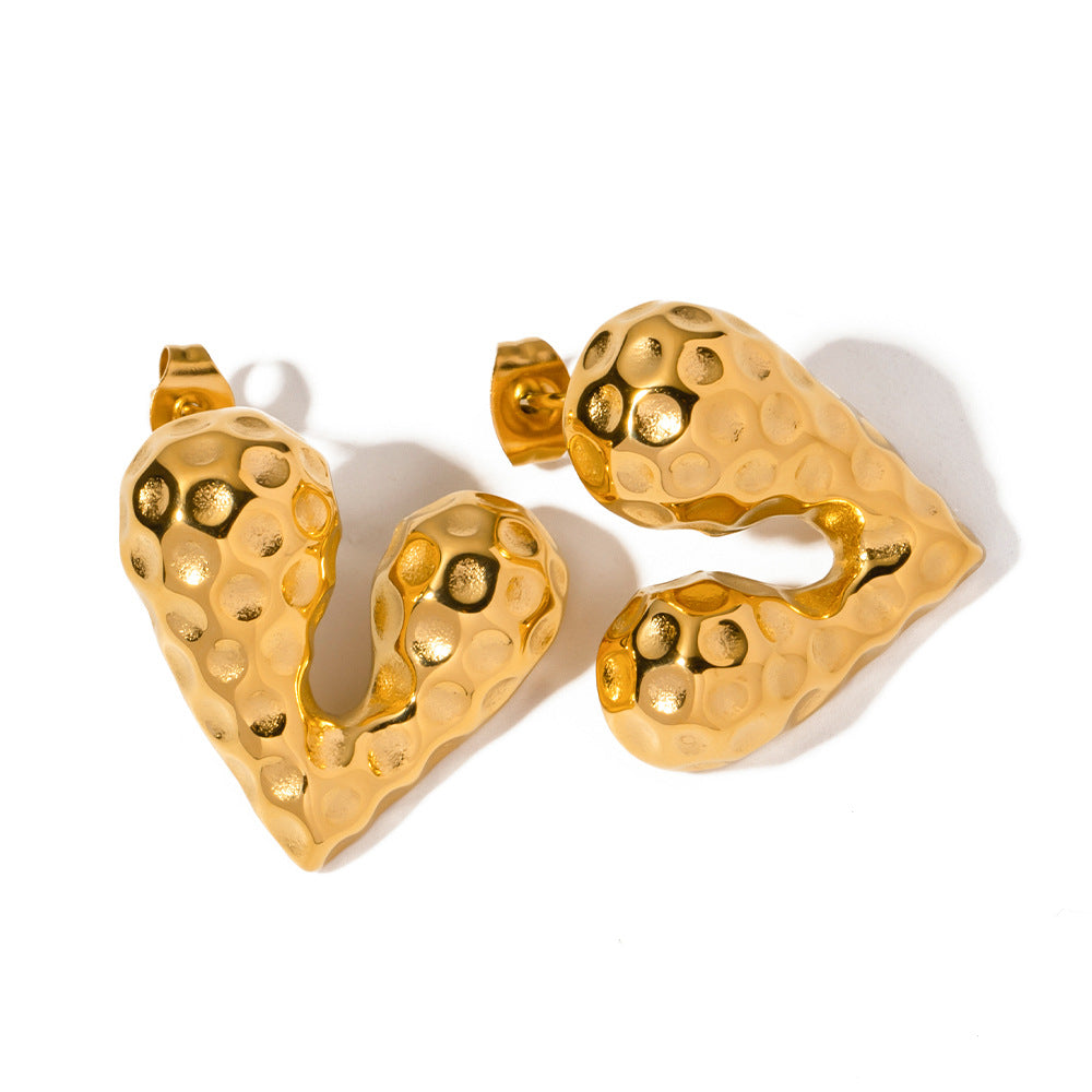 Textured Heart Stud Earrings