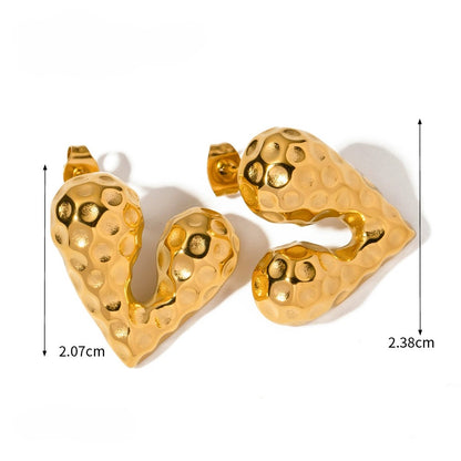 Textured Heart Stud Earrings