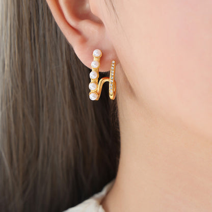 ADYAME Pearl CZ Statement Earrings