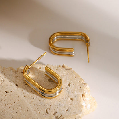 Duo Curve Hoop Earrings