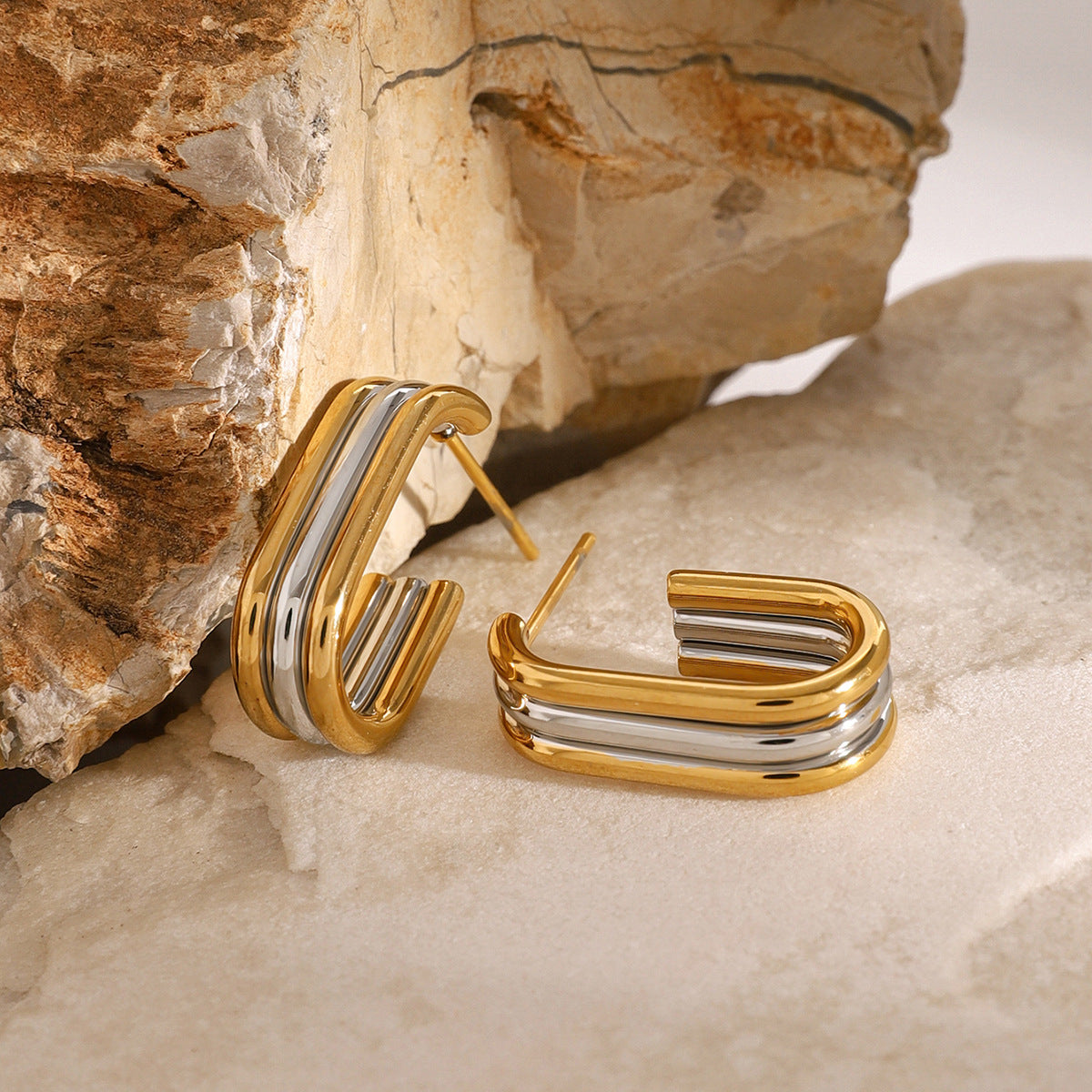 Duo Curve Hoop Earrings