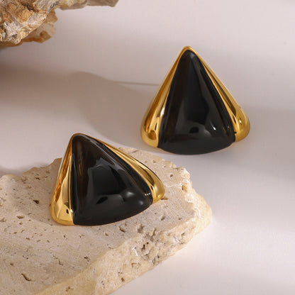 Noir Luxe Geometric Stud Earrings