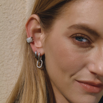Silver Crystal Link Earrings