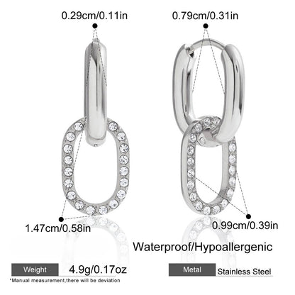 Silver Crystal Link Earrings