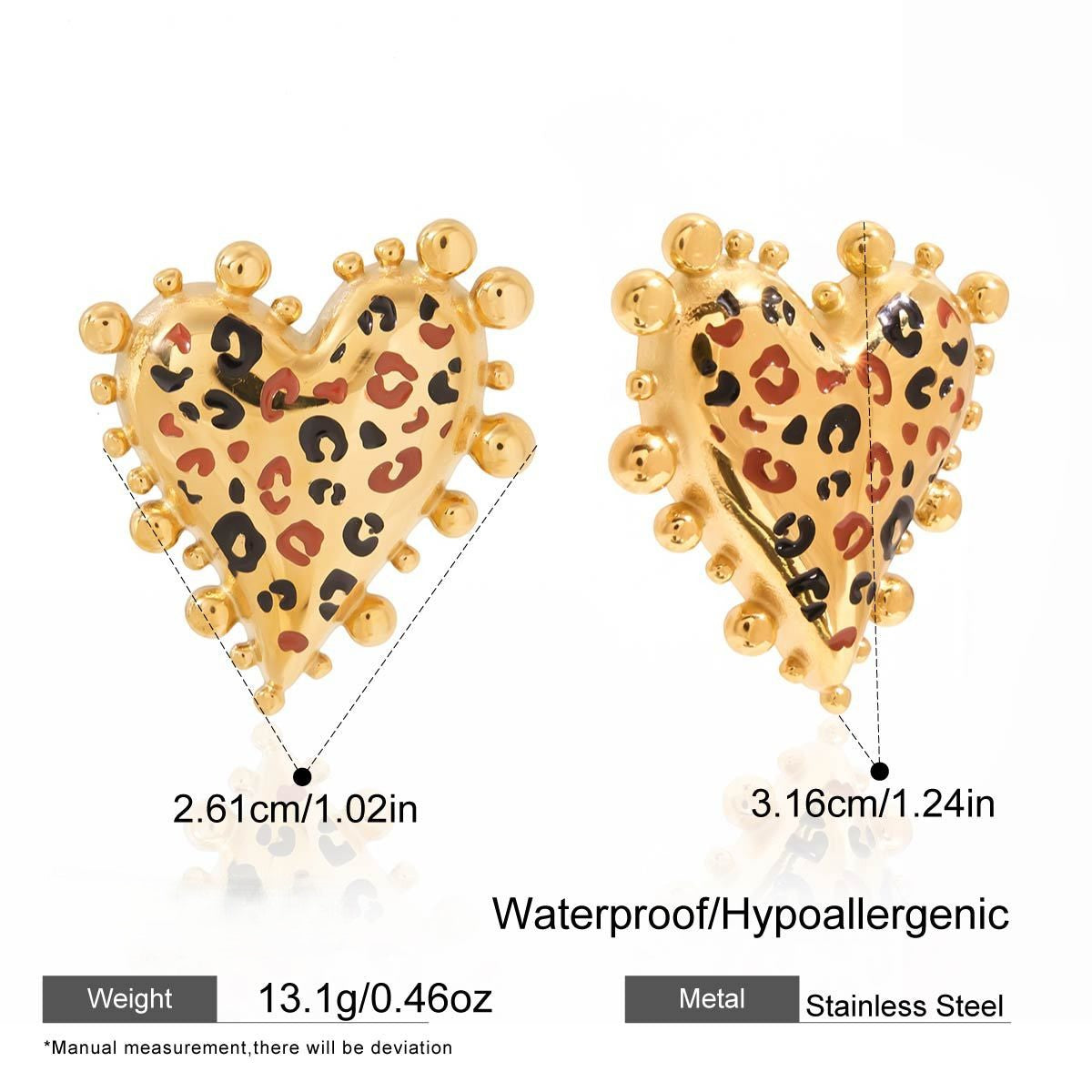 Leopard Heart Stud Earrings