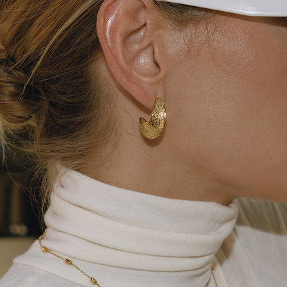 Gold Textured Hoop Earrings
