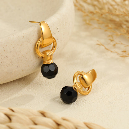 Black Bead Drop Earrings
