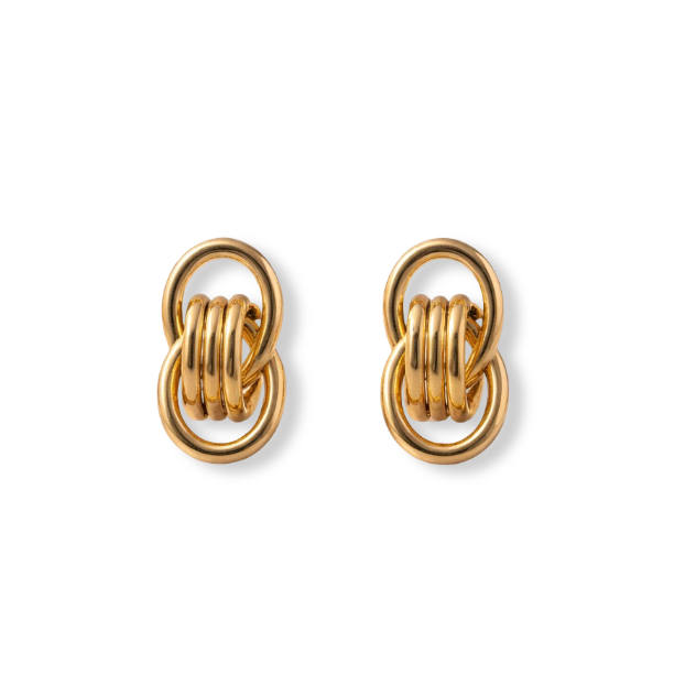 Gold-Plated Interlocking Chain Earrings – Premium