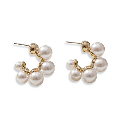 Pearl Cluster Gold-Plated Stud Earrings