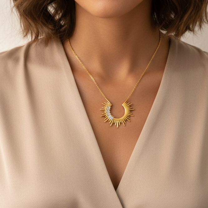 Sunray Crown Pendant Necklace
