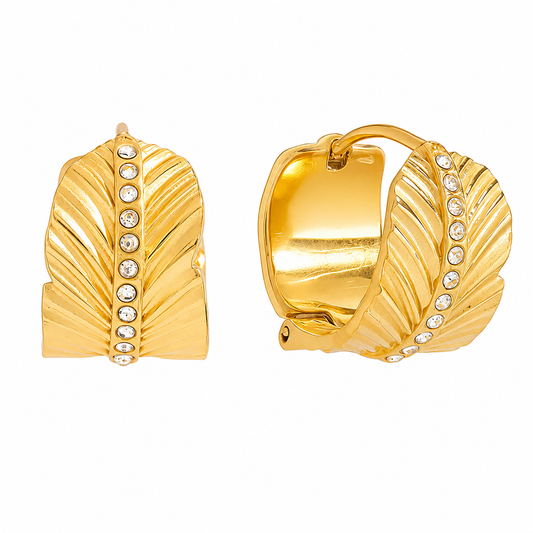 Auric Leaf Crystal Hoop Earrings