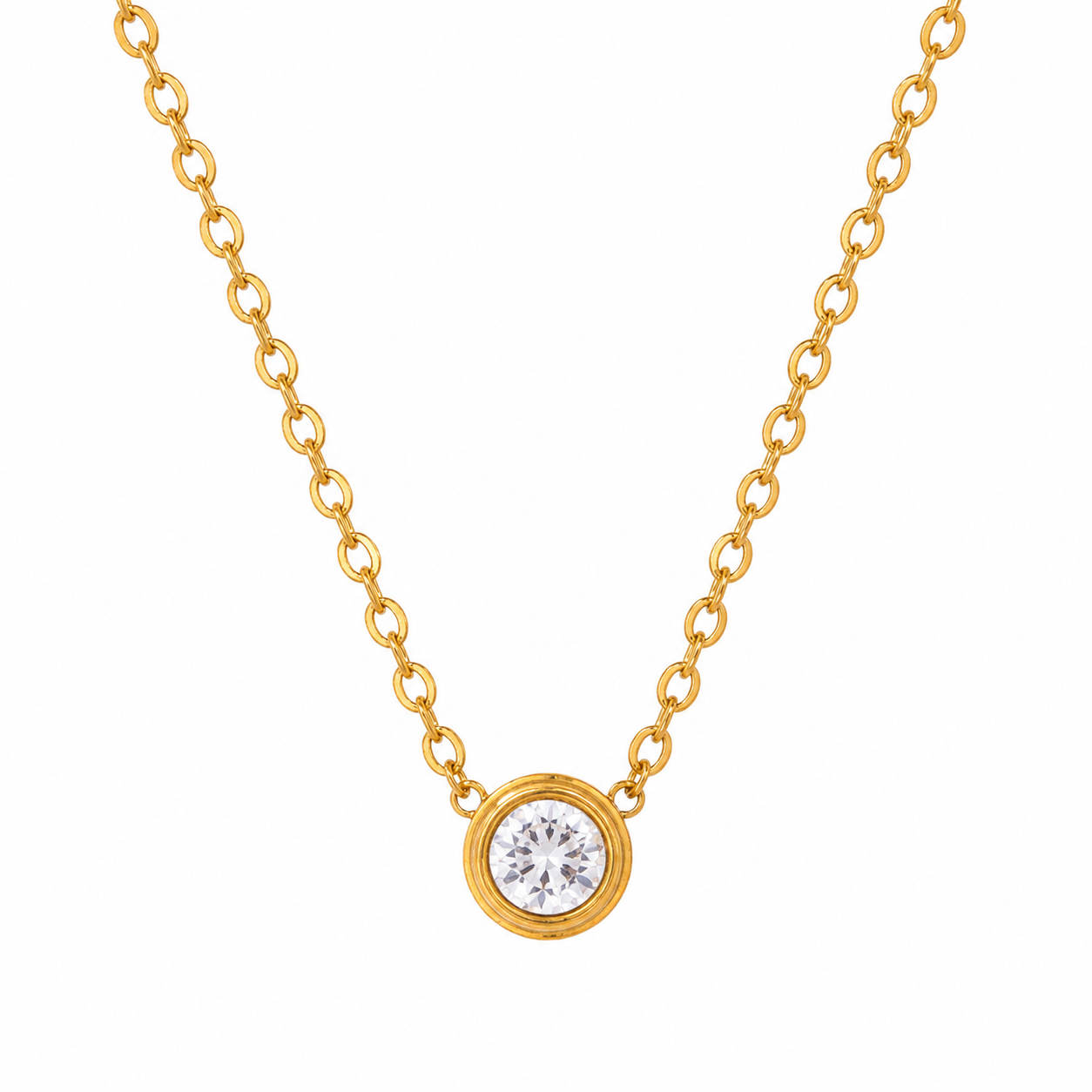 Gold-Tone Solitaire Pendant Necklace