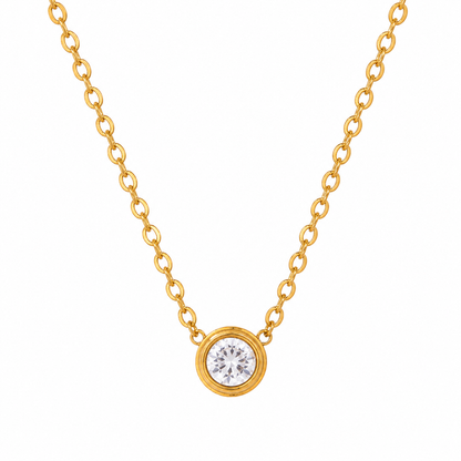 Gold-Tone Solitaire Pendant Necklace