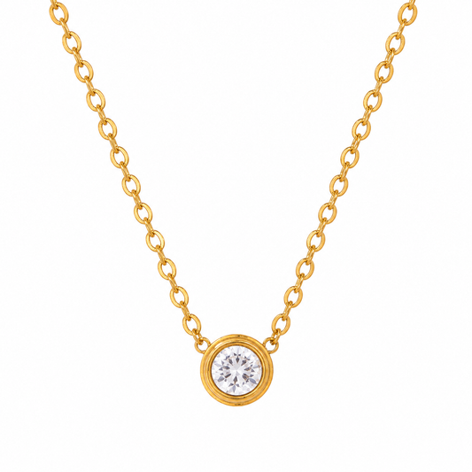 Gold-Tone Solitaire Pendant Necklace