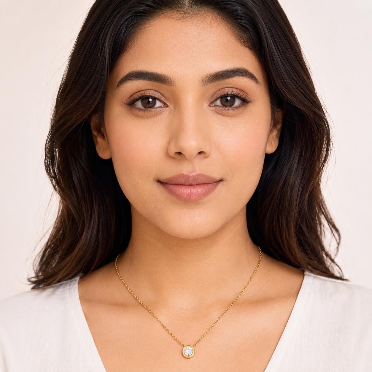 Gold-Tone Solitaire Pendant Necklace