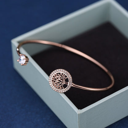Rose Gold Plated Tree of Life Cuff Bracelet