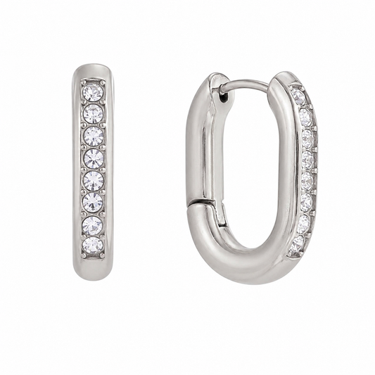 Sleek Crystal Hoop Earrings